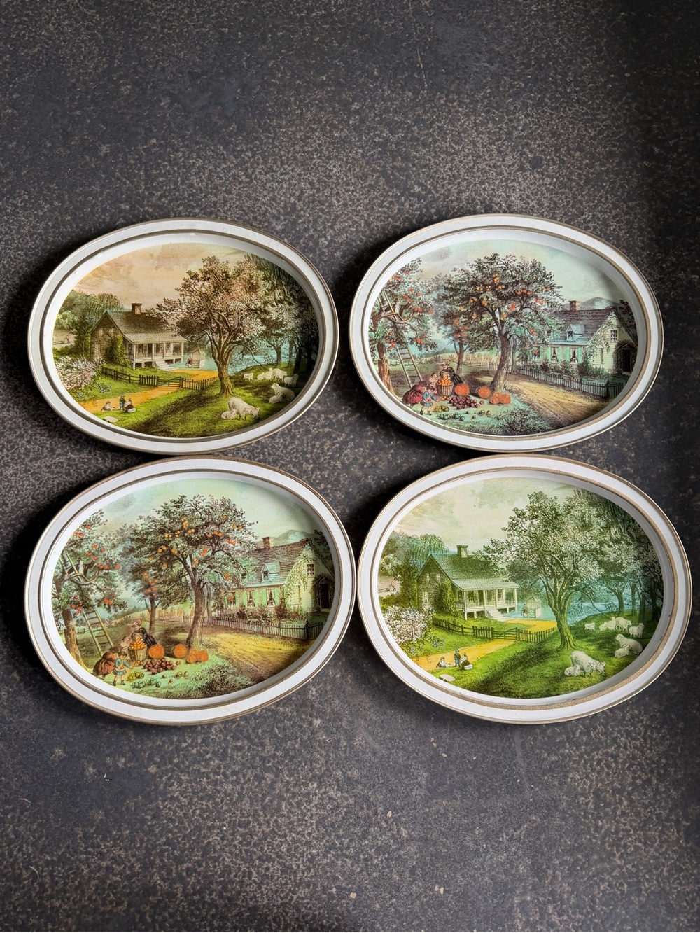 Vintage Sunshine Biscuits Tins Tops Currier And Ives American Homestead Images